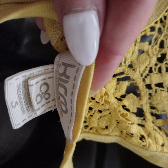 Yellow Lace Racerback Tank Ribbed - Picture 3 of 4